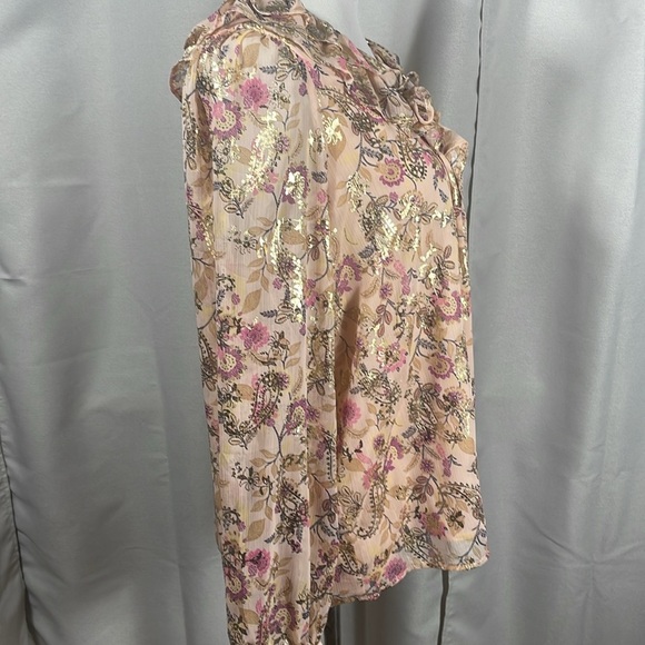 LOFT Floral Blouse with Gold Accents - Picture 2 of 4
